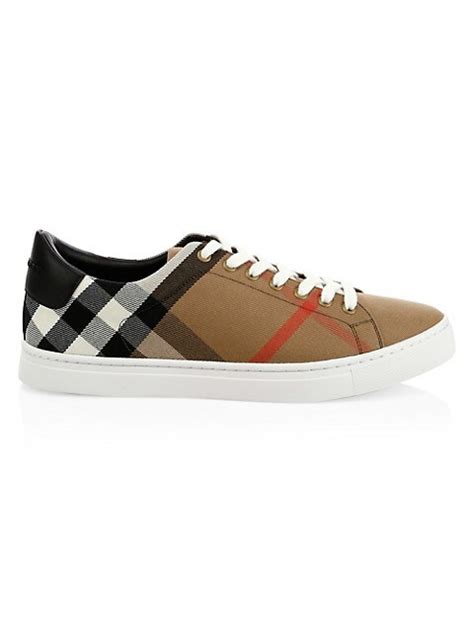 Shop Burberry Albert Check Sneakers 